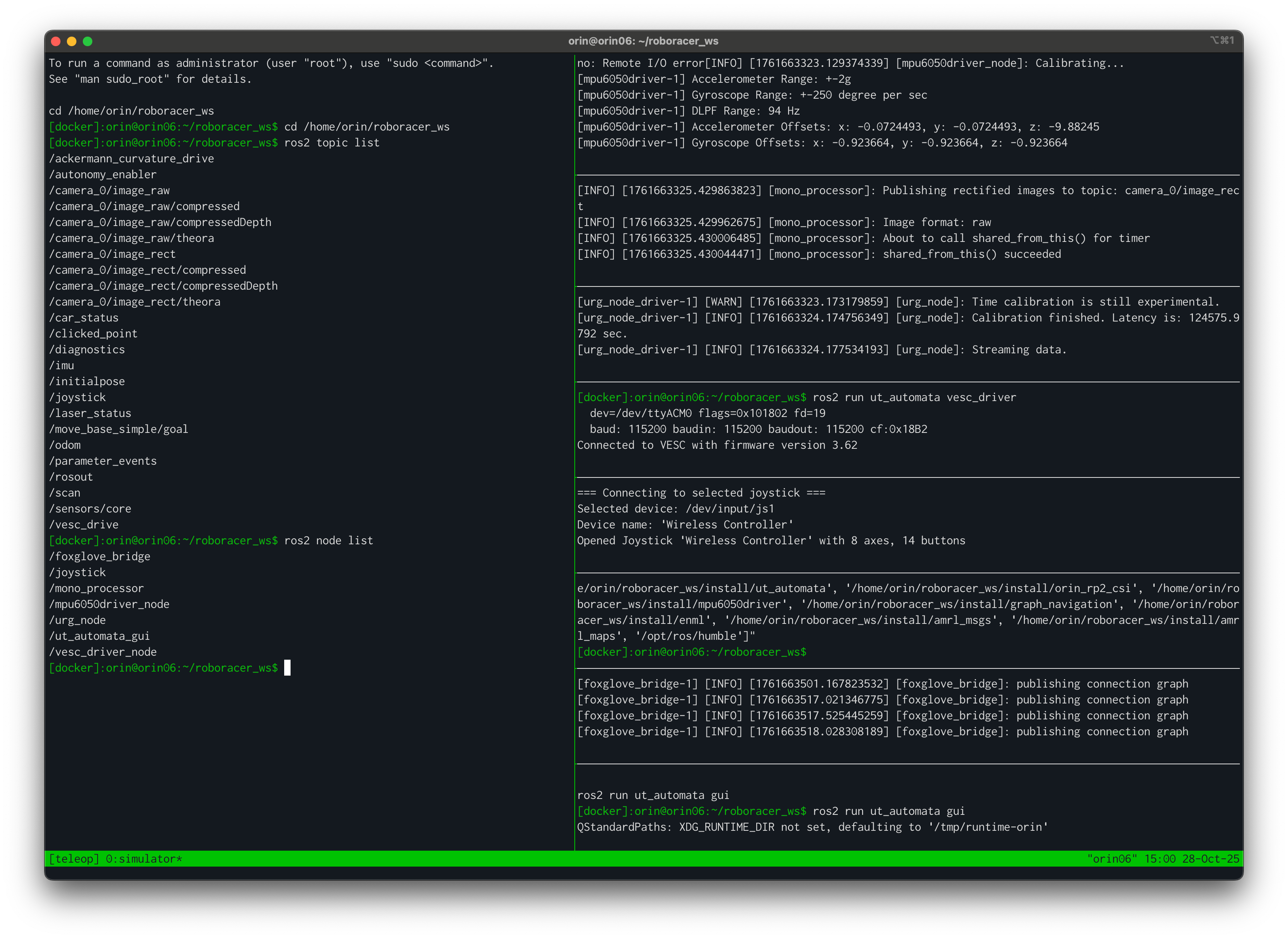Teleop tmux session